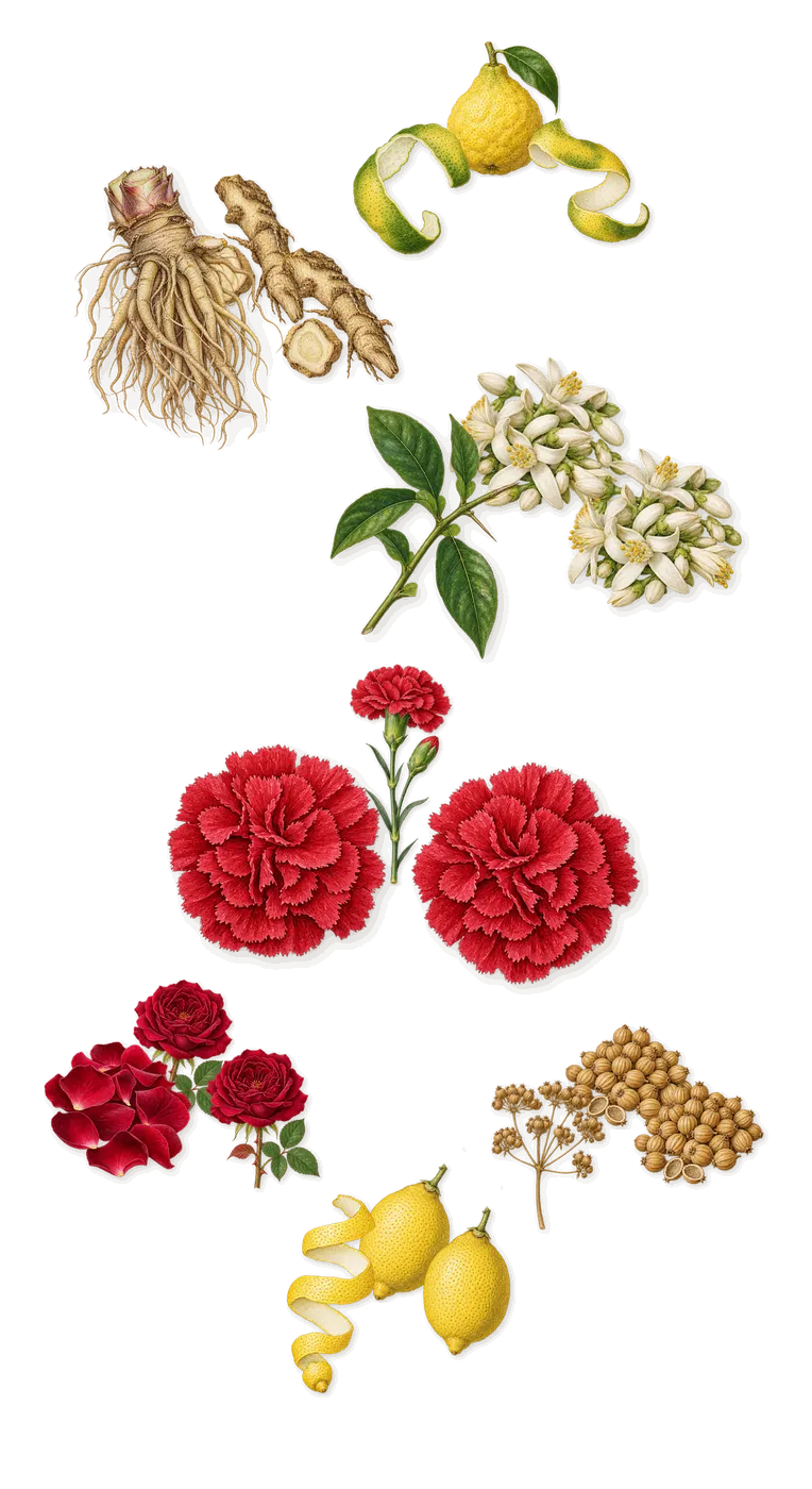Paloma Picasso, when you spray it: Carnation, Coriander, Rose, Angelica, Neroli, Bergamot, Lemon