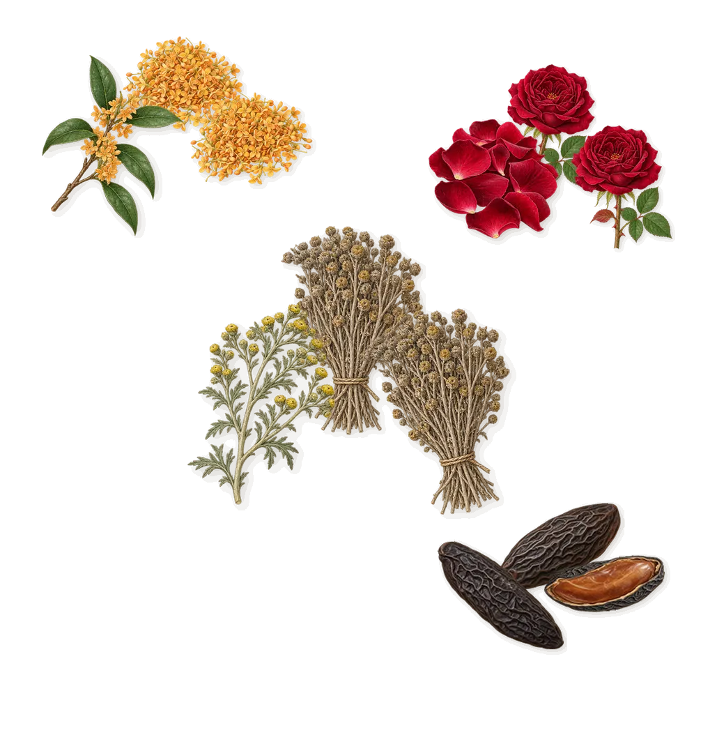 Carlisle, as it settles: Tonka (coumarin), Rose, Osmanthus, Davana