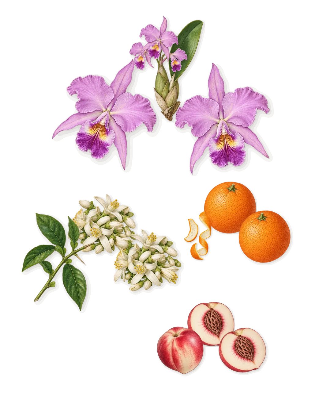 Can Can Burlesque, as it settles: Orchid, Sweet orange, Orange blossom, White nectarine