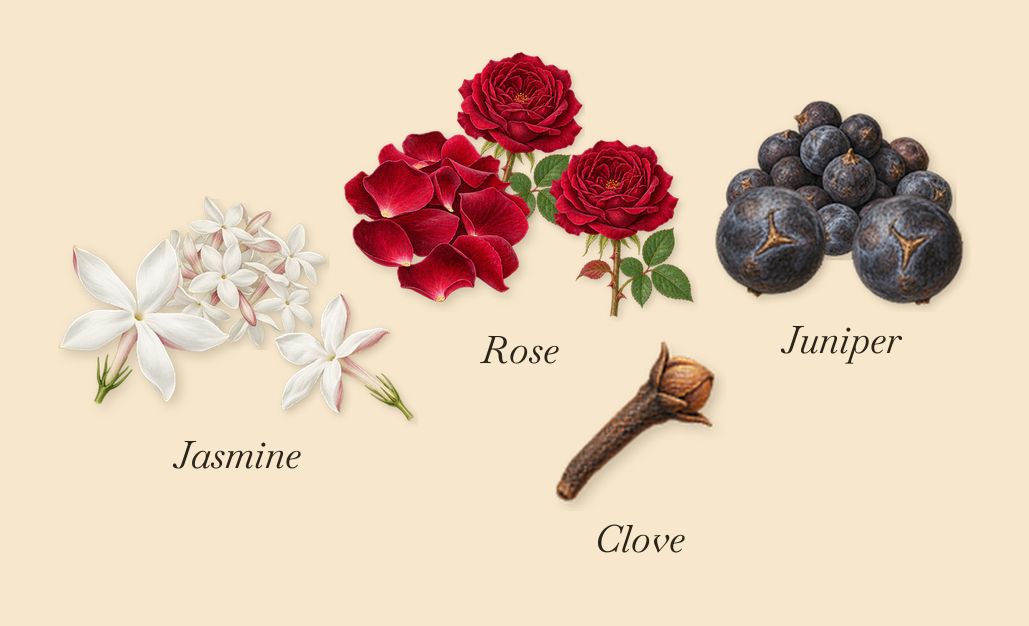 Luna, as it settles: Rose, Jasmine, Juniper, Clove