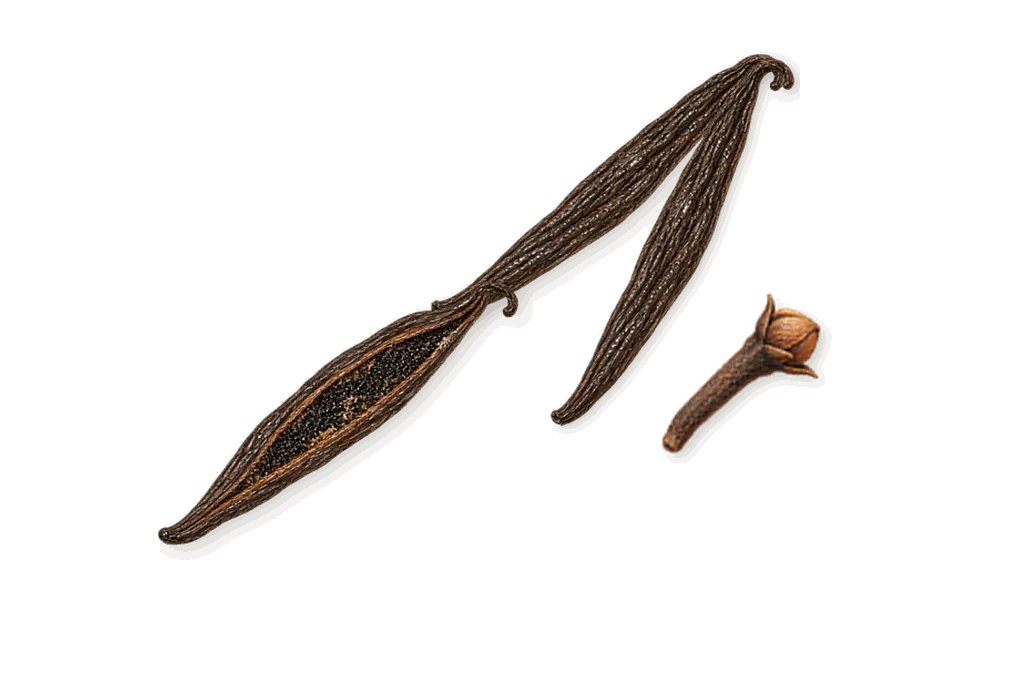 Vanille de Tahiti, as it settles: Vanilla, Eugenol (clove)