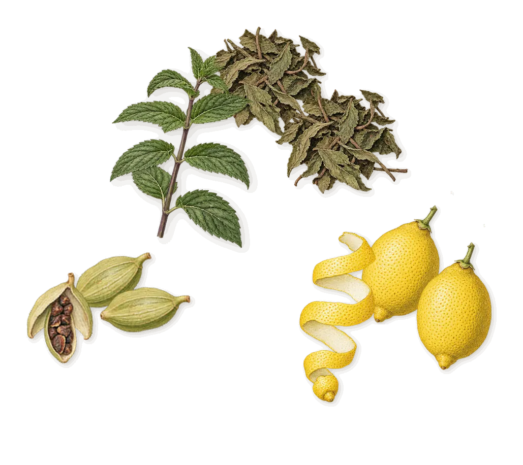 Ylang Ylang Nosy Be, when you spray it: Lemon, Mint, Cardamom