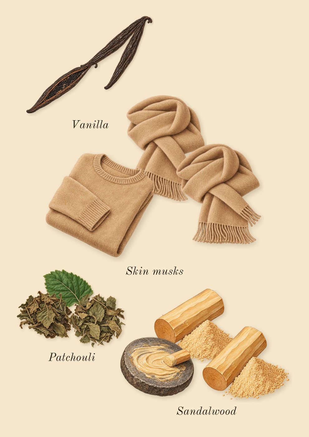 Father Figure, dry-down: Skin musks, Vanilla, Patchouli, Sandalwood