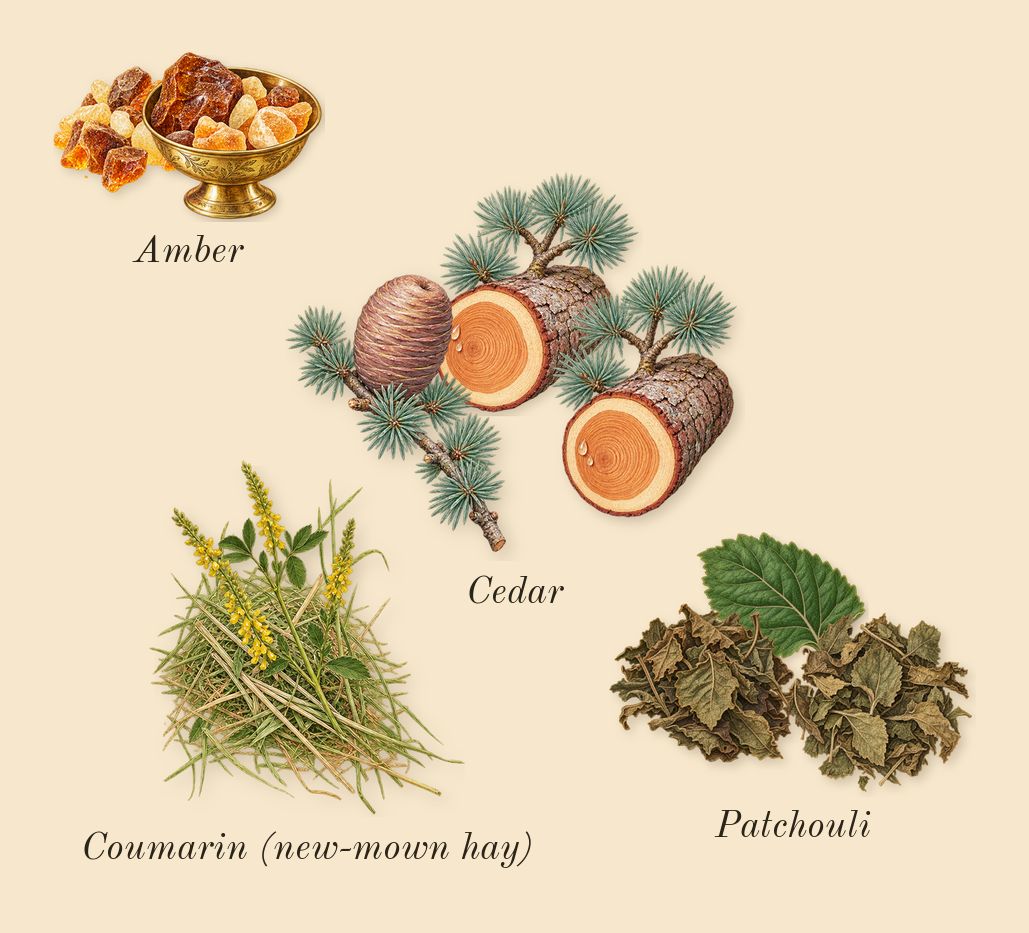 1 Million Lucky, dry-down: Cedar, Patchouli, Amber, Coumarin (new-mown hay)