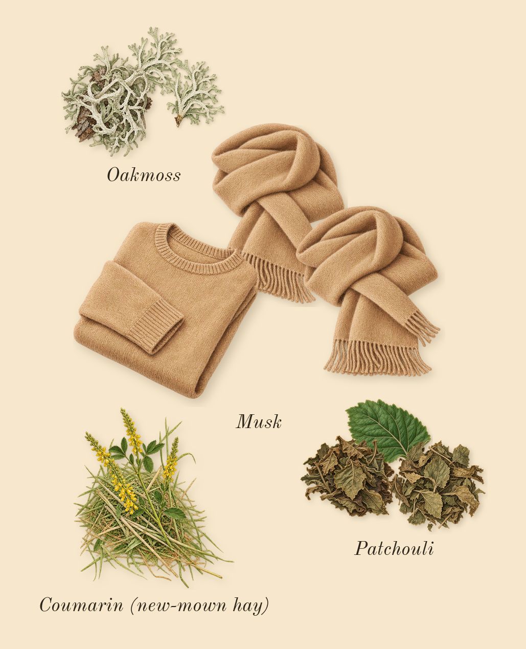 Romance, dry-down: Patchouli, Oakmoss, Musk, Coumarin (new-mown hay)