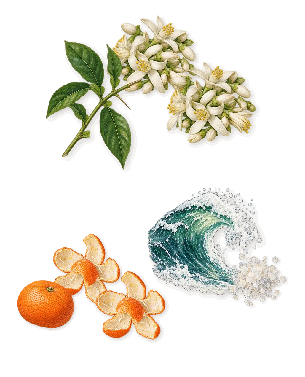 Élise, when you spray it: Neroli, Mandarin, Marine notes