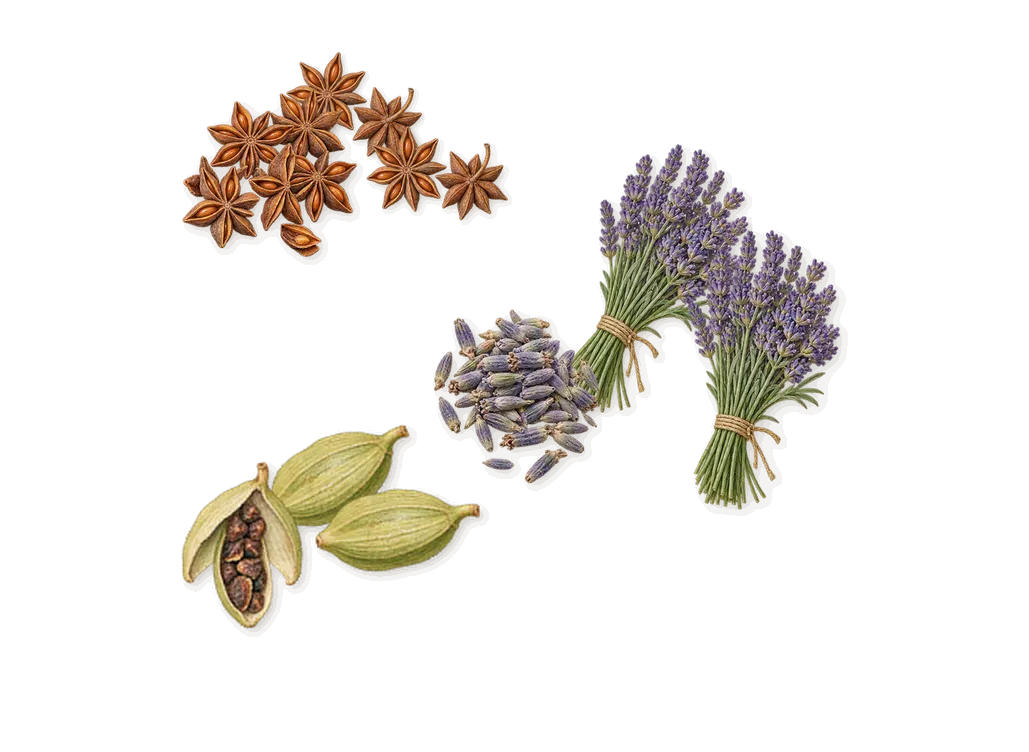 Le Roi Empereur, when you spray it: Anise, Cardamom, Lavender