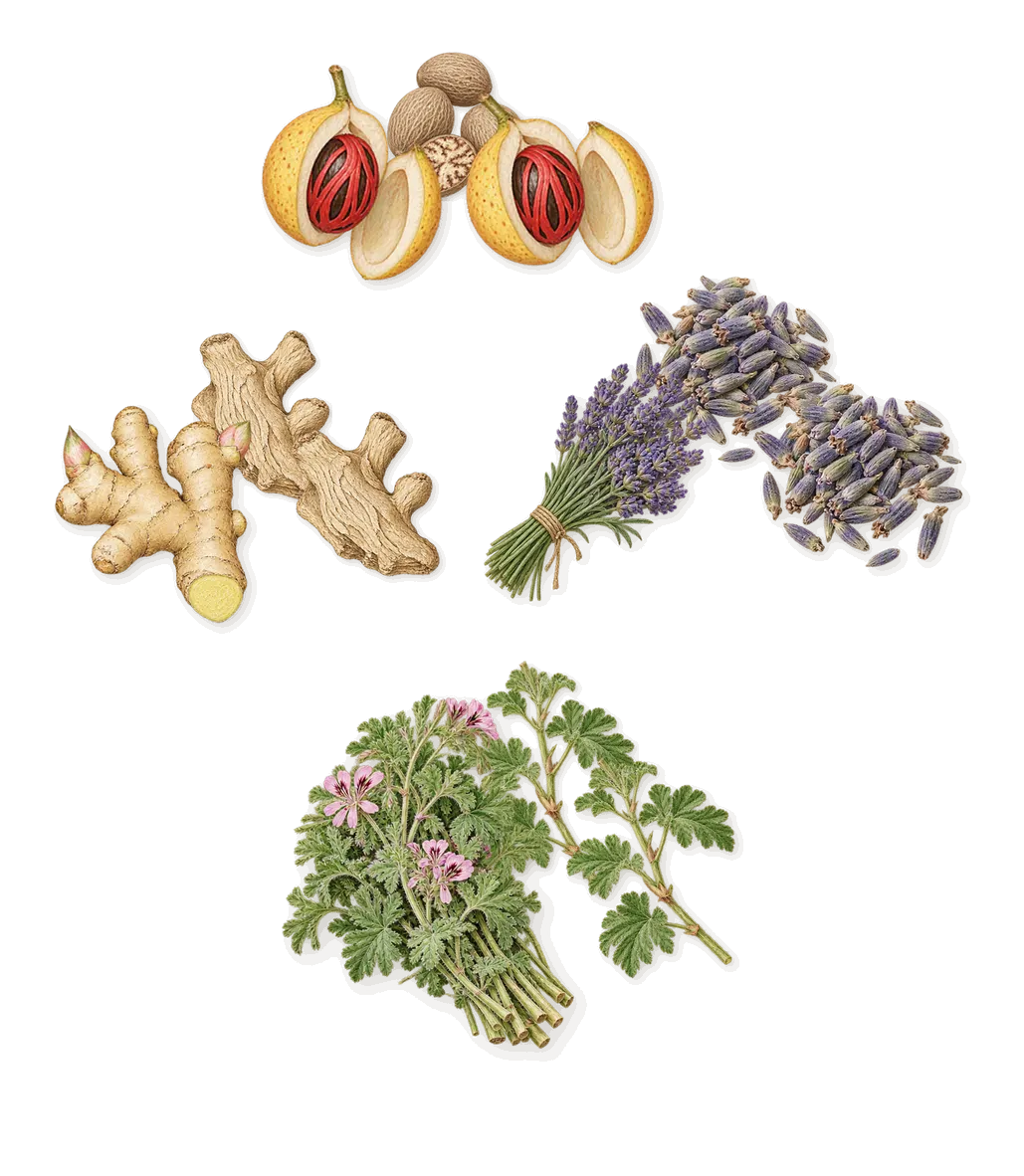 Le Vainqueur, as it settles: Lavender, Ginger, Nutmeg, Geranium