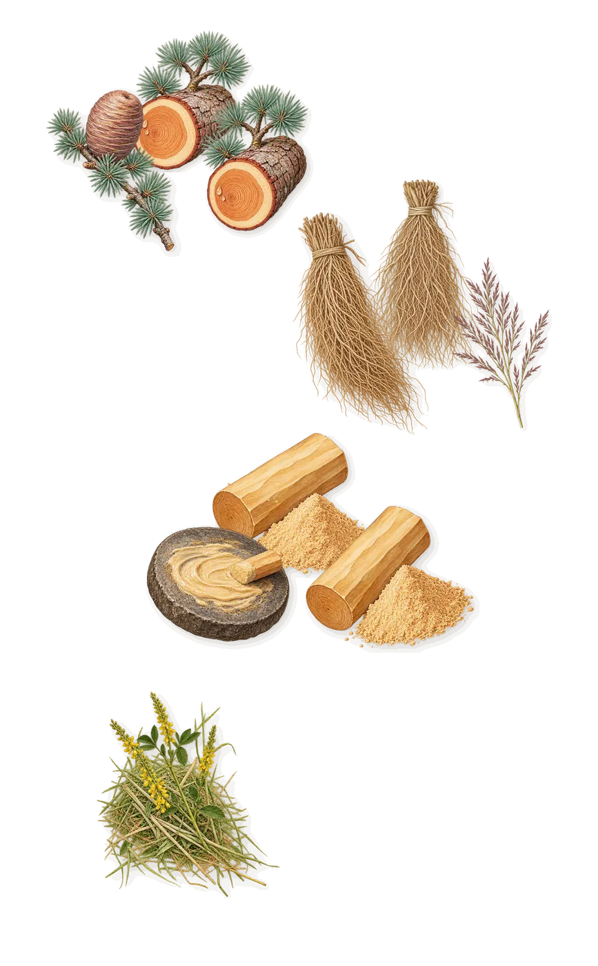 Green Vanille, what stays: Vetiver, Cedar, Sandalwood, Coumarin (new-mown hay)