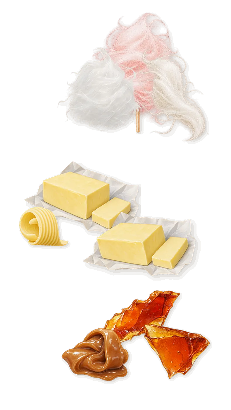 Lost in Paris, as it settles: Caramelised sugar, Butter, Caramel