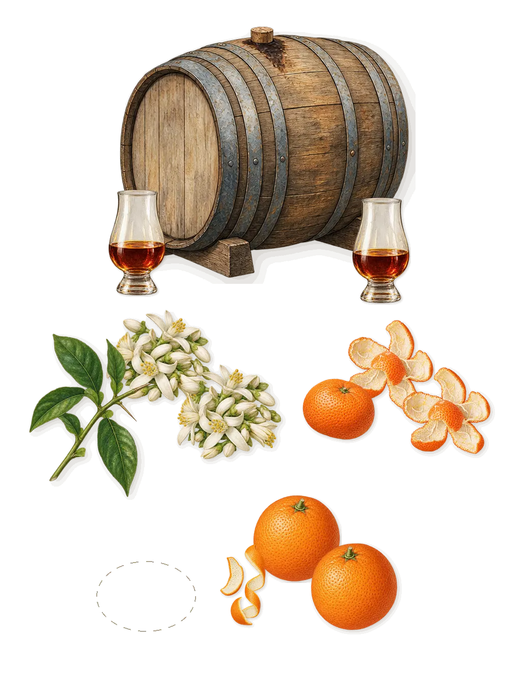 Lost in Paris, when you spray it: Sweet orange, Bitter orange, Mandarin, Rum, Grand marnier