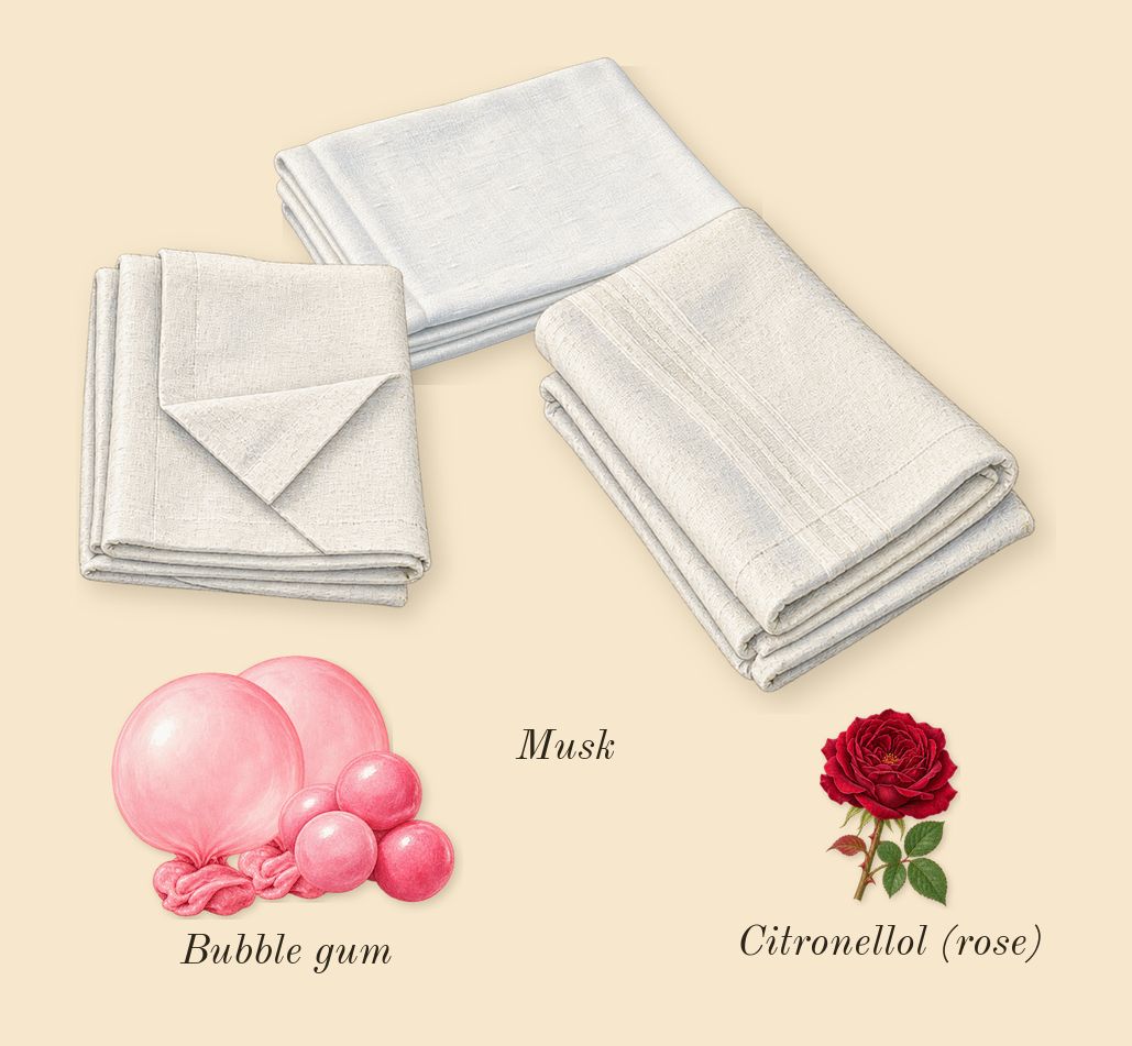 Love-O-Matic, heart: Musk, Bubble gum, Citronellol (rose)