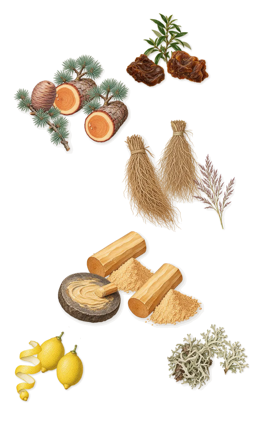 I Am King, what stays: Lemon, Sandalwood, Cedar, Vetiver, Labdanum, Oakmoss