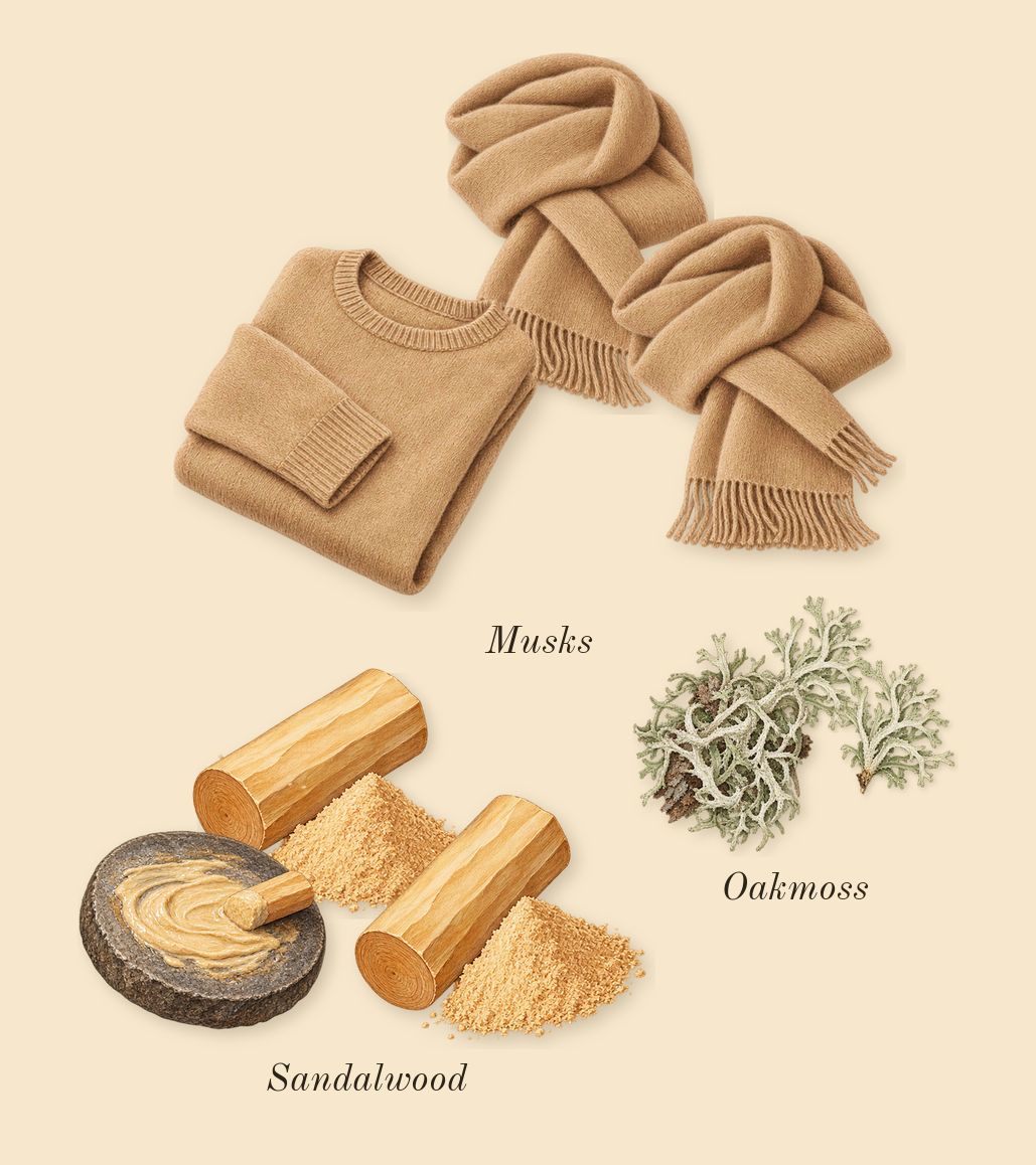 Me, dry-down: Oakmoss, Musks, Sandalwood