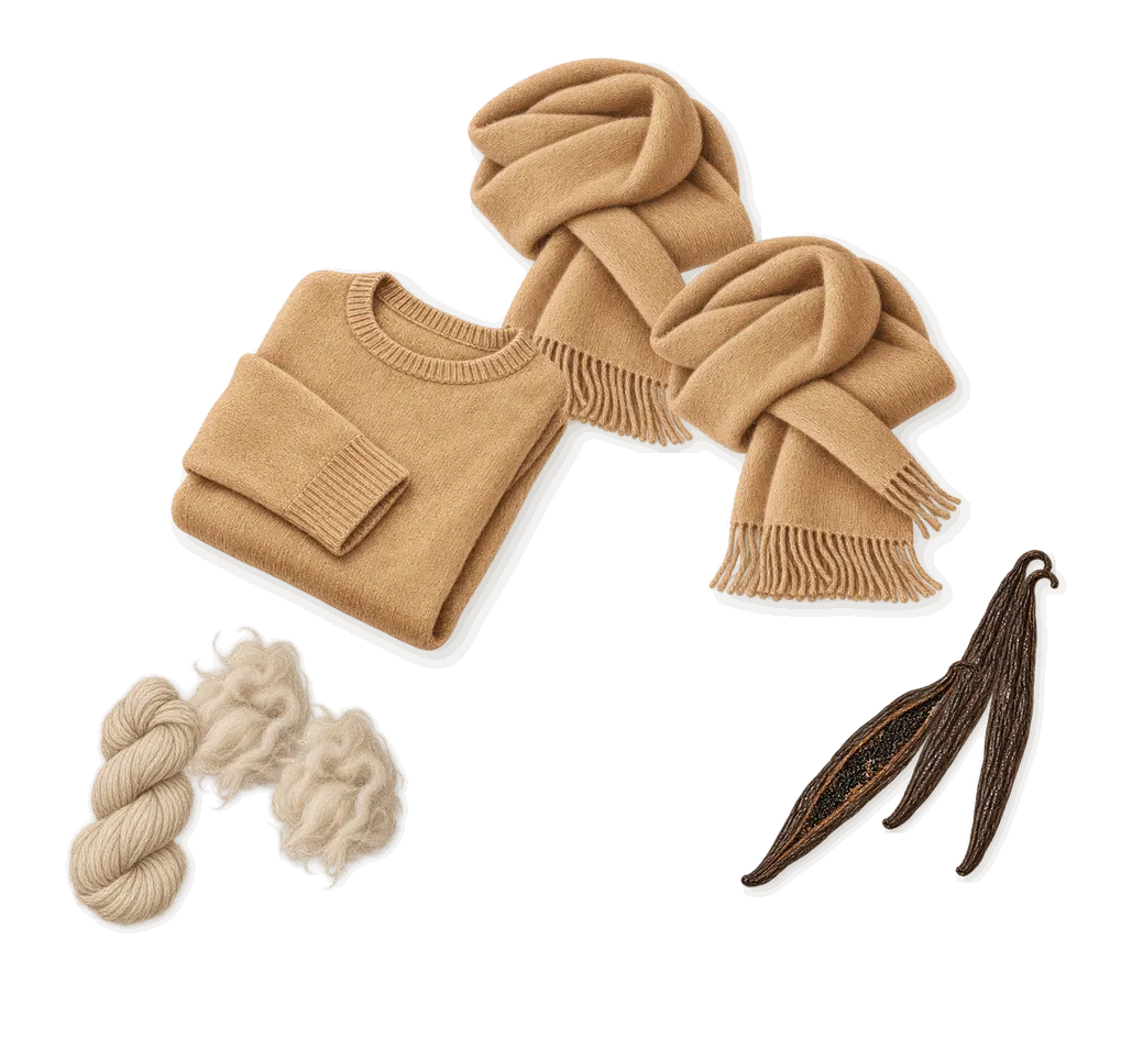 Ephemera, what stays: Vanilla (vanillin), Cashmere wood, Milky musk
