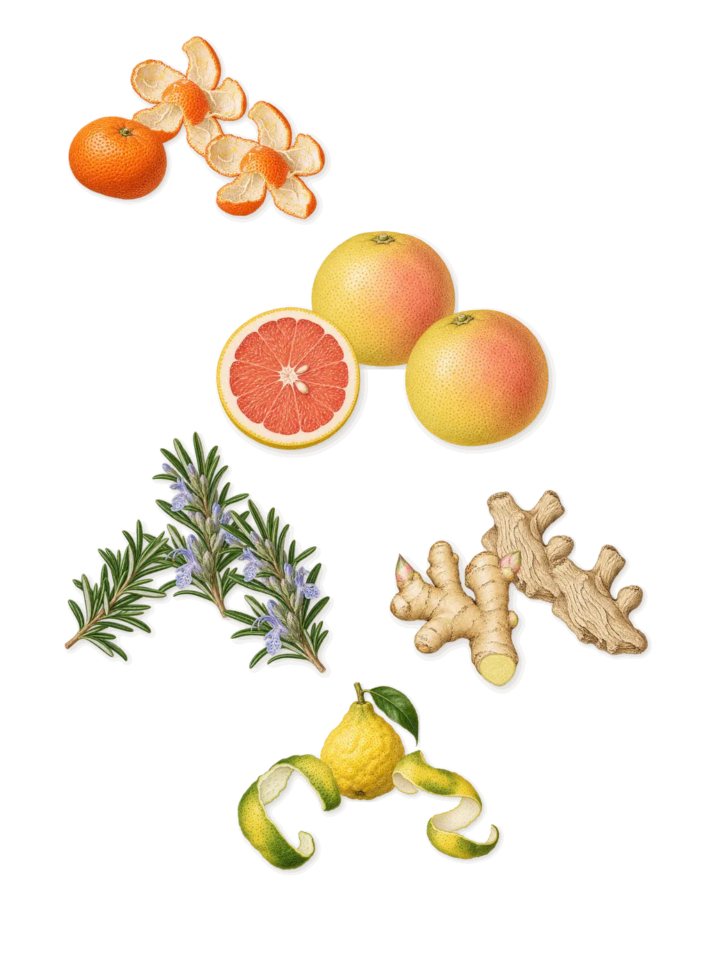 Vibrato, when you spray it: Grapefruit, Bergamot, Mandarin, Ginger, Rosemary
