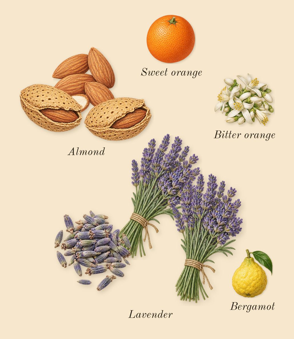 Fucking Fabulous, top notes: Almond, Lavender, Sweet orange, Bergamot, Bitter orange
