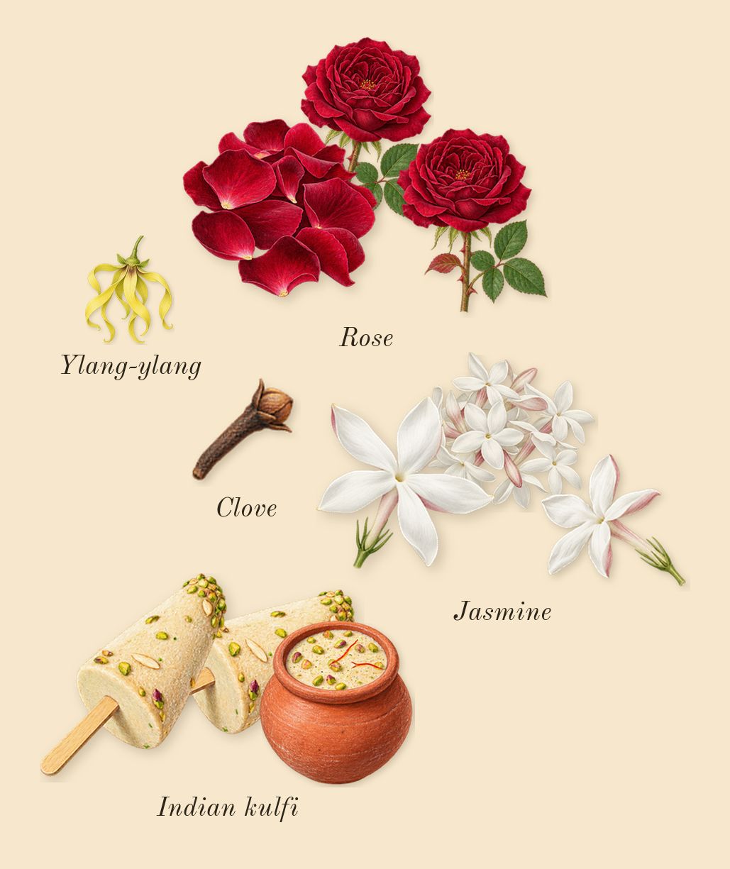 Noir Extreme, heart: Indian kulfi, Rose, Jasmine, Clove, Ylang-ylang