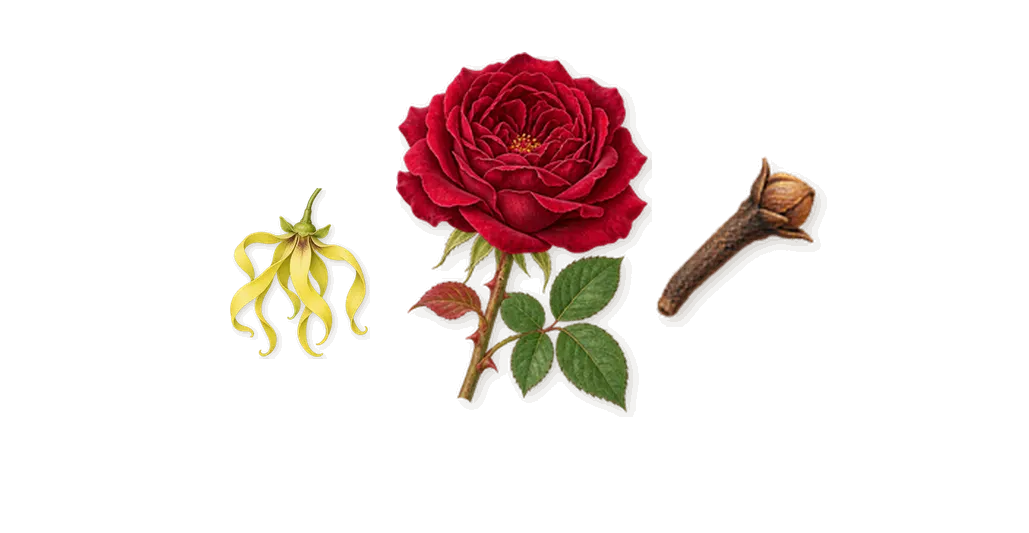 Noir Extreme, as it settles: Clove, Rose, Ylang-ylang