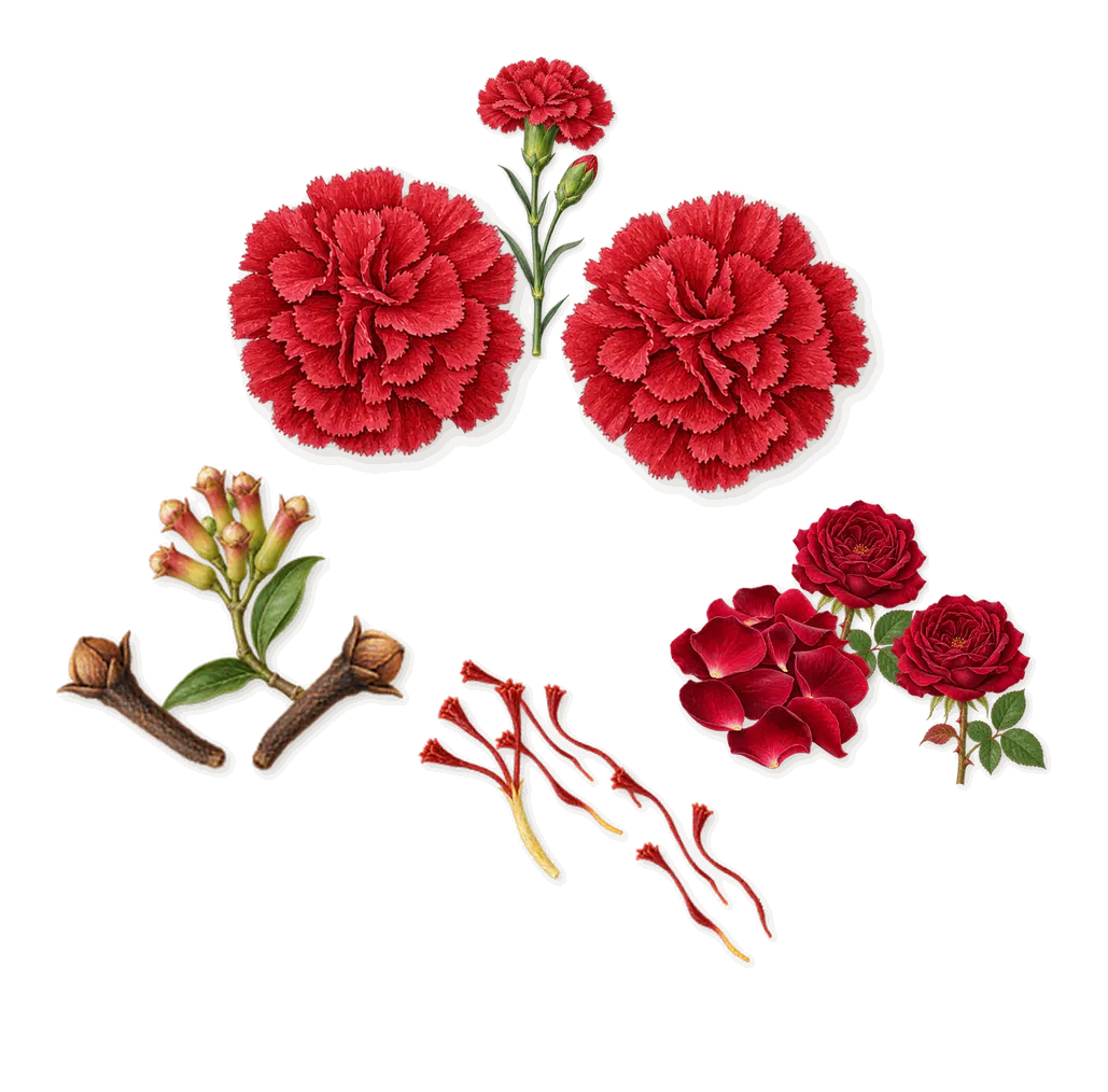 Gelée, as it settles: Clove, Carnation, Rose, Saffron