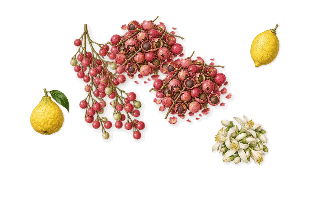 Le Point G, when you spray it: Pink pepper, Lemon, Bergamot, Bitter orange