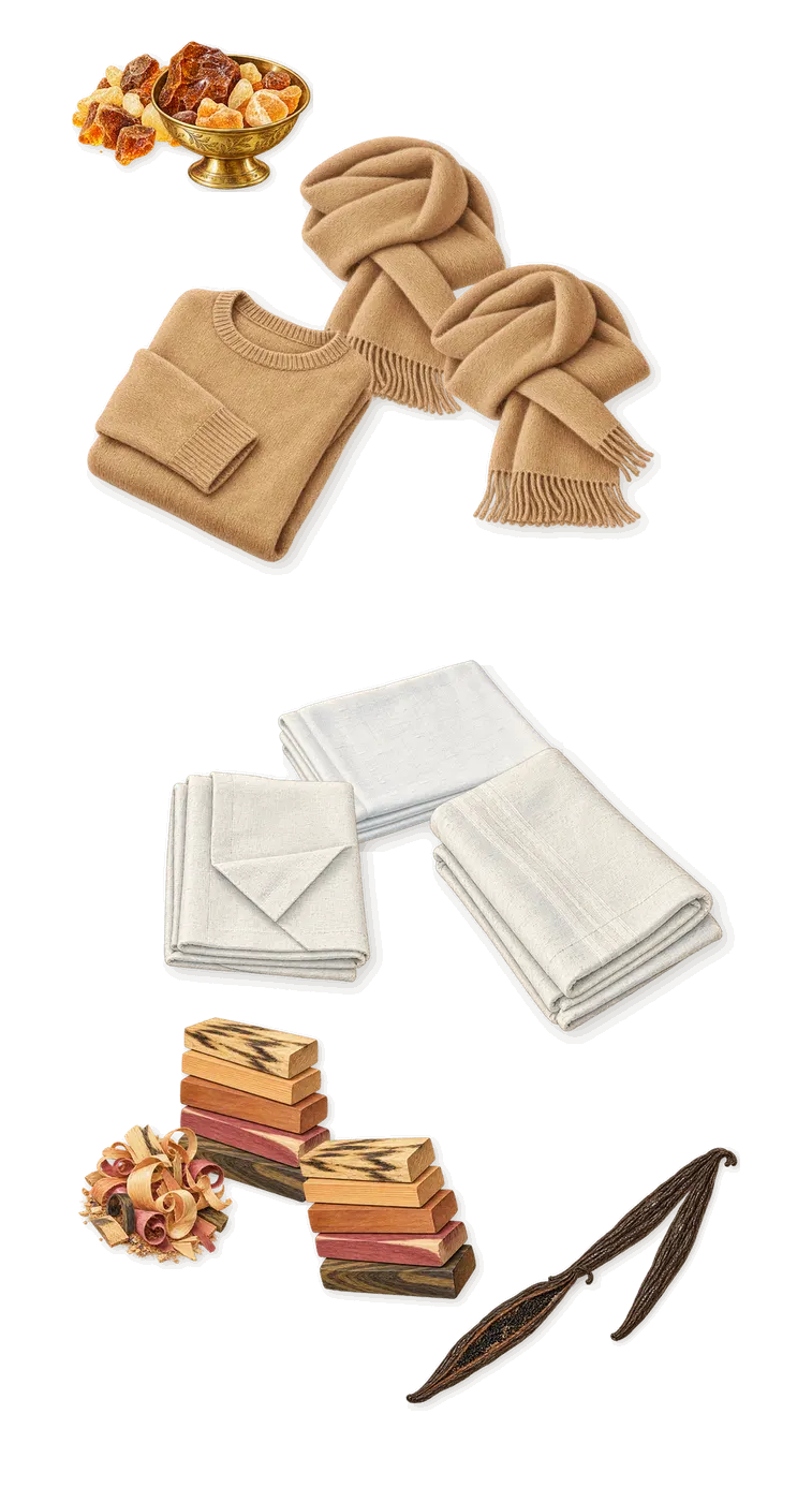Rose Première, what stays: Vanilla (vanillin), Amber, Musks, Woody notes, Soft musks