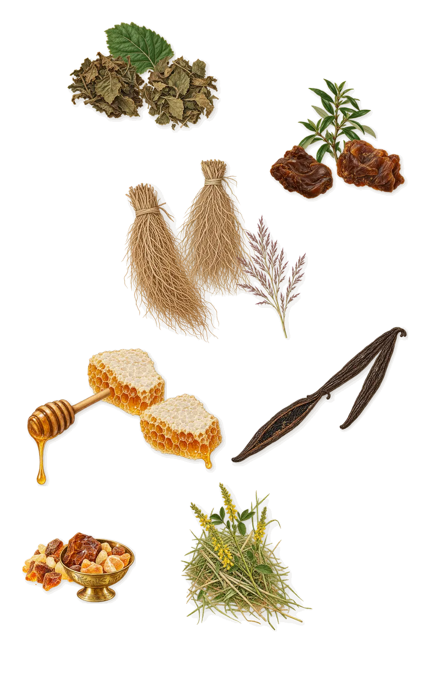 Sexy Garrigue, what stays: Labdanum, Patchouli, Honey, Vanilla, Vetiver, Amber, Coumarin (new-mown hay)