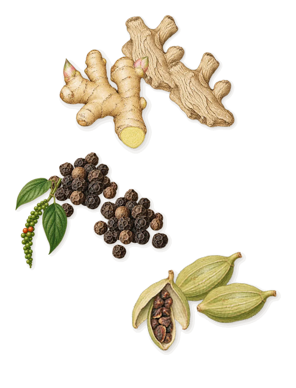 Crystal Noir, when you spray it: Cardamom, Black pepper, Ginger