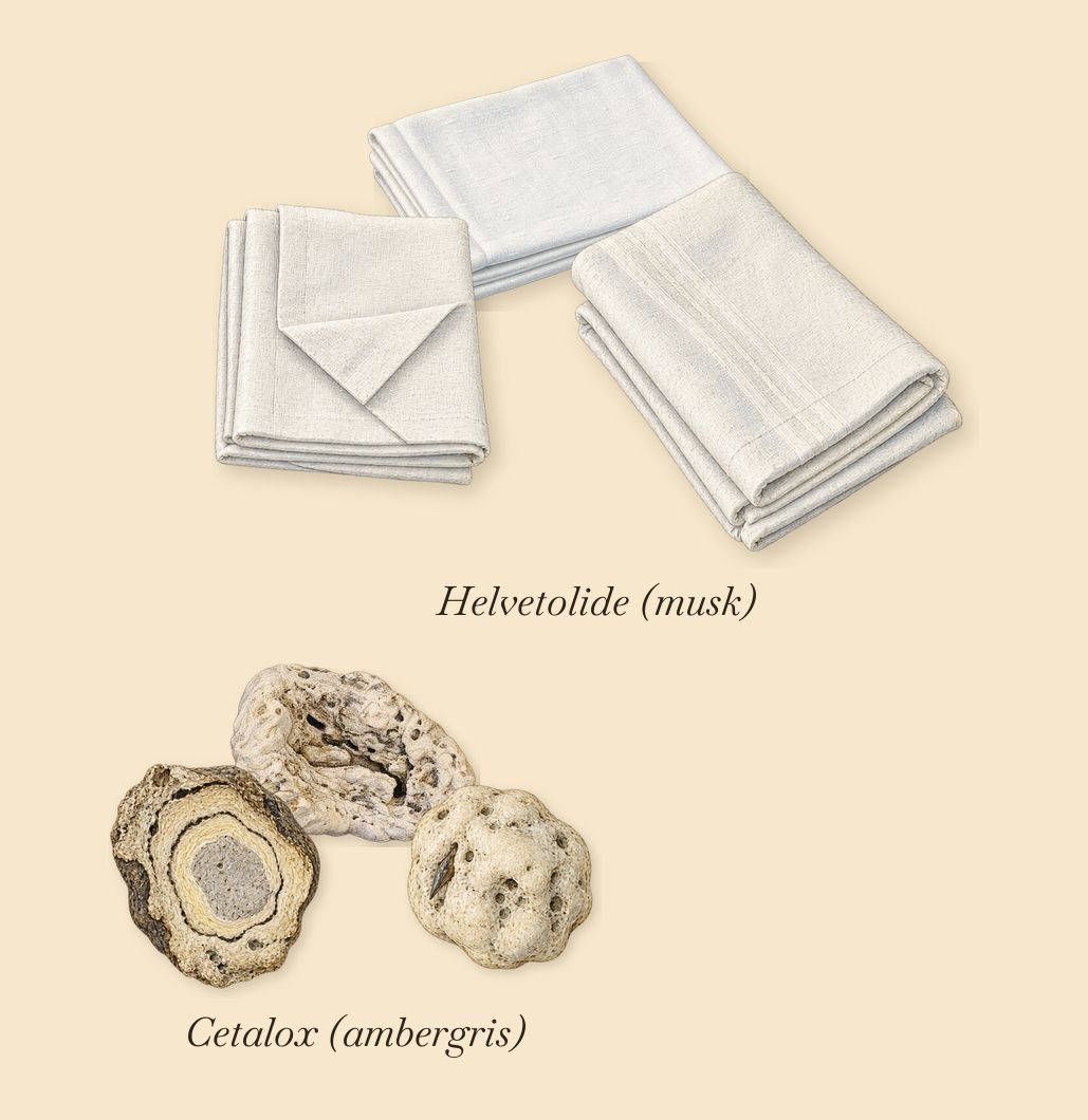 Éclat de Rose, as it settles: Cetalox (ambergris), Helvetolide (musk)