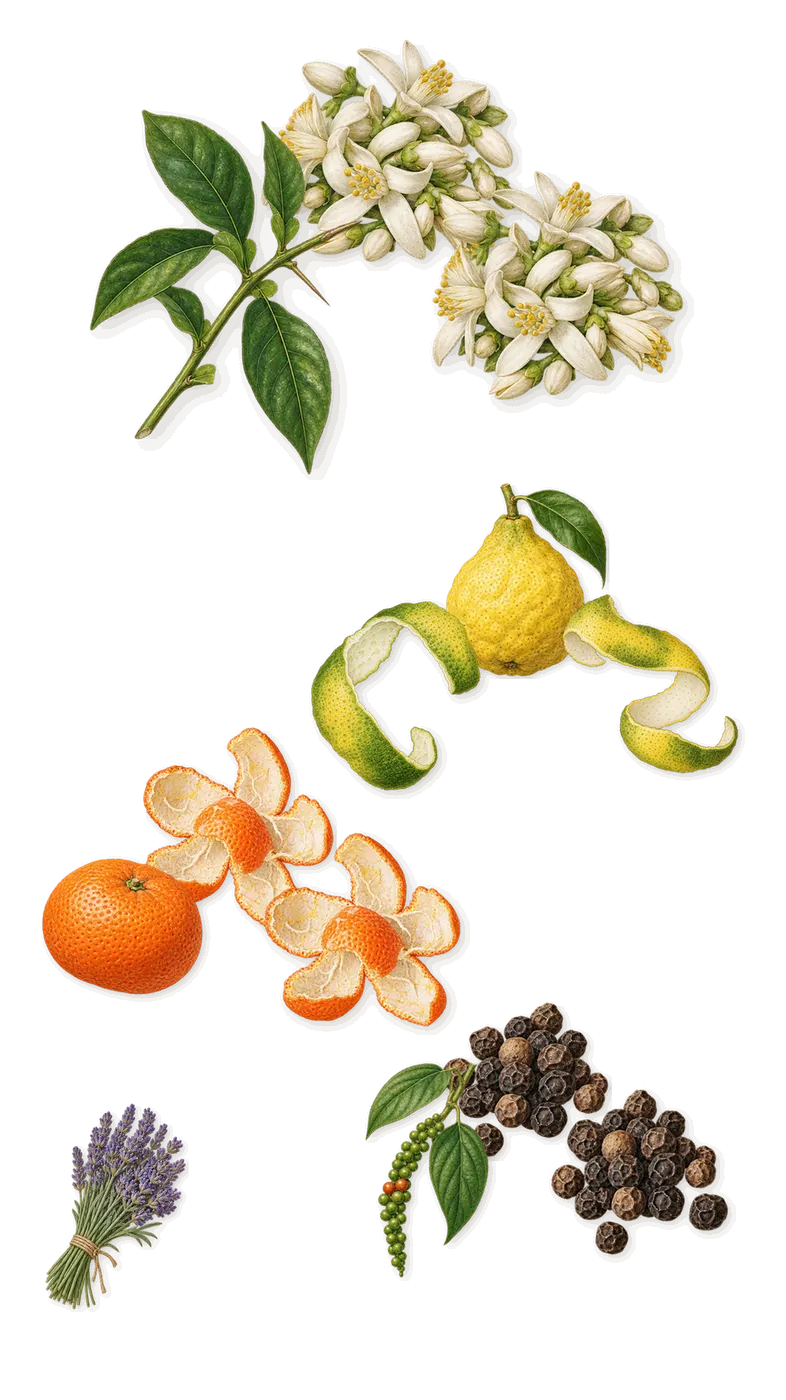 Figue Blanche, when you spray it: Bergamot, Mandarin, Black pepper, Neroli, Lavender