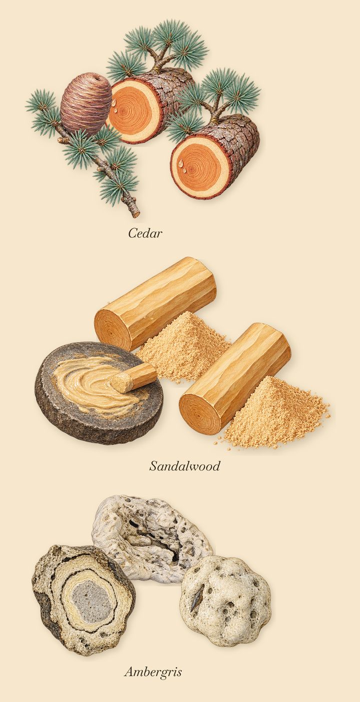 Iris d'Élite, as it settles: Cedar, Sandalwood, Ambergris