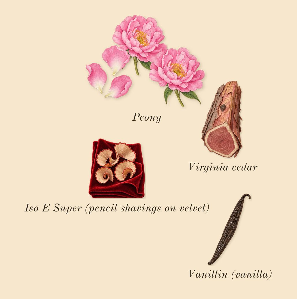 Bonbon Berry Jelly, dry-down: Peony, Virginia cedar, Iso E Super (pencil shavings on velvet), Vanillin (vanilla)