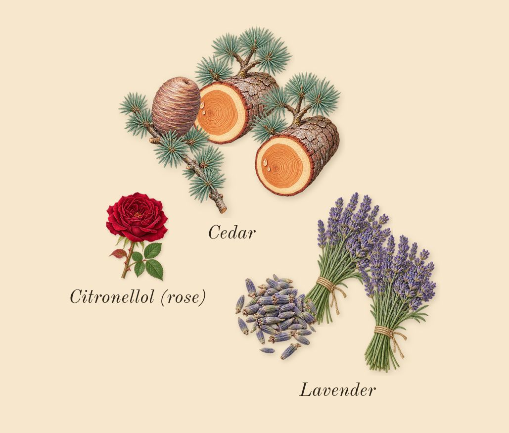 La Nuit de L'Homme, heart: Cedar, Lavender, Citronellol (rose)
