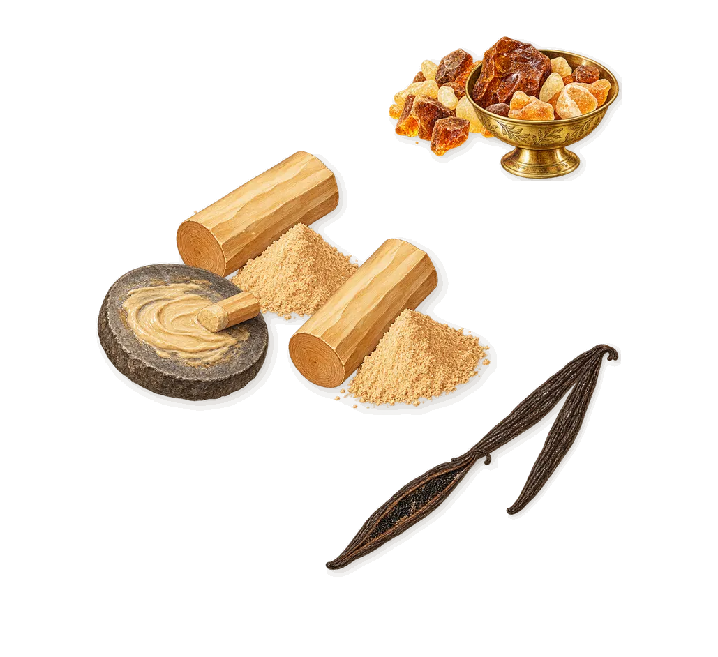 The Muse Breeze, what stays: Sandalwood, Amber, Vanilla